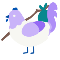 A white and lilac chicken with a head pattern