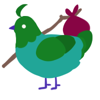 A turquoise and leaf chicken with a head pattern