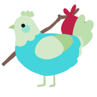 A aqua and gluppy chicken with a head pattern