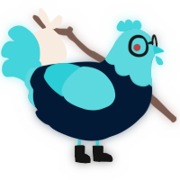 A tumblr and aqua chicken with a head pattern
