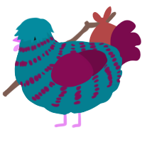 A sea and wine chicken with a bar pattern