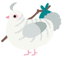 A white and silver chicken with a half-bar pattern