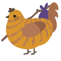 A orange and brown chicken with a bar pattern