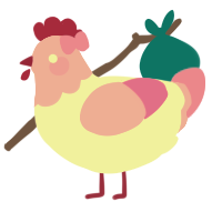 A white and pink chicken with a head pattern
