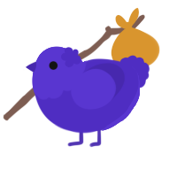 A indigo chicken with a head pattern