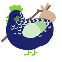 A navy and gluppy chicken with a half-lace pattern