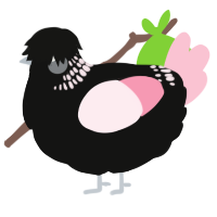 A black and rose chicken with a neck-band pattern