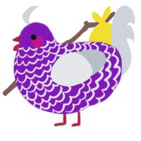 A violet and mist chicken with a lace pattern