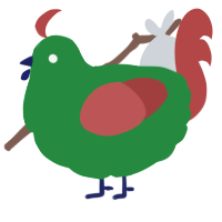 A viridian and red chicken