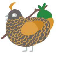 A grey and orange chicken with a lace pattern