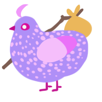 A lilac and lavender chicken with a speckle pattern