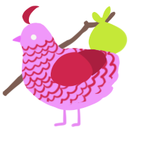 A lavender and crimson chicken with a lace pattern