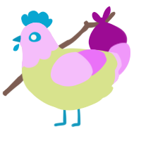 A lemon and lavender chicken with a head pattern