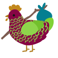 A maroon and grass chicken with a lace pattern