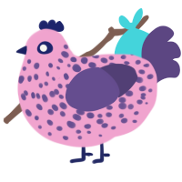 A pink and overcast chicken with a speckle pattern