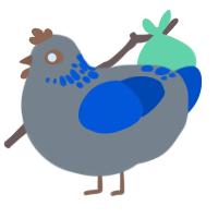 A ash and ultramarine chicken with a neck-speckle pattern