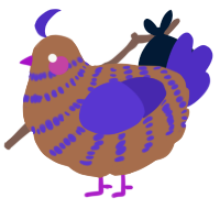 A brown and indigo chicken with a bar pattern