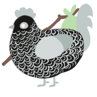 A sable and silver chicken with a double-lace pattern