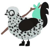North, a silver and sable chicken with a speckle pattern