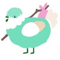 A mint and cream chicken with a head pattern