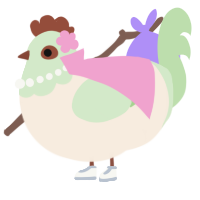 A cream and gluppy chicken with a head pattern