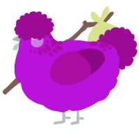 A amethyst and plum chicken with a neck-speckle pattern