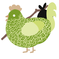 A chartreuse and lemon chicken with a double-lace pattern