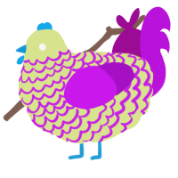 A lemon and amethyst chicken with a lace pattern