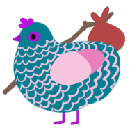A sea and pink chicken with a lace pattern