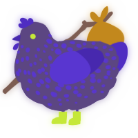 A overcast and indigo chicken with a speckle pattern