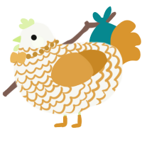 A white and orange chicken with a lace pattern