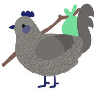 A ash and grey chicken with a double-lace pattern
