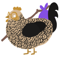 A beige and sable chicken with a double-lace pattern