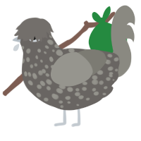 A grey and ash chicken with a speckle pattern