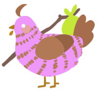 A lavender and brown chicken with a bar pattern