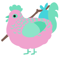 A pink and mint chicken with a half-lace pattern