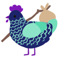 The Sculk, a navy and mint chicken with a lace pattern
