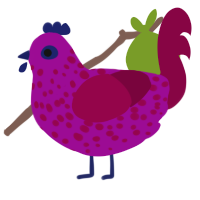 ligma, a plum and maroon chicken with a speckle pattern