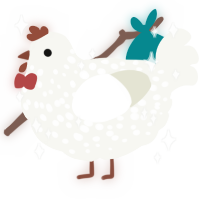 A white chicken with a speckle pattern