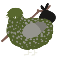 A olive and ash chicken with a speckle pattern