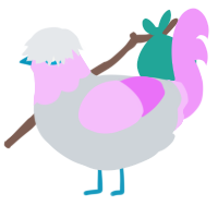 Kokomi, a mist and lavender chicken with a head pattern