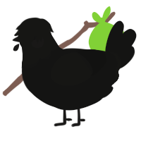 A black chicken with a head pattern
