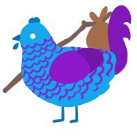 A sky and violet chicken with a lace pattern