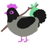 A ash and sable chicken with a head pattern