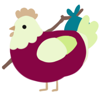 A maroon and apple chicken with a head pattern