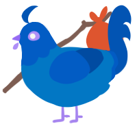 Lilacs in Winter, a sapphire and ultramarine chicken with a head pattern