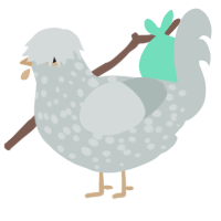 A silver chicken with a speckle pattern