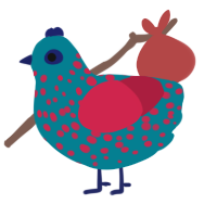CyberSpace, a sea and crimson chicken with a speckle pattern