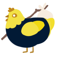 A tumblr and yellow chicken with a head pattern