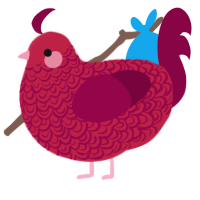 A crimson and maroon chicken with a double-lace pattern